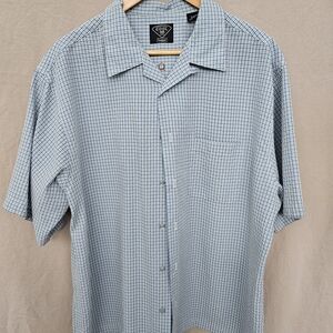Haggar Men's Blue Plaid Button Down Shirt